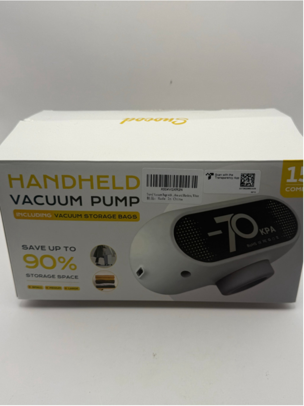 15 Pack Vacuum Storage Bags w/ Handheld Electric Pump -70kPa S M L Open Box